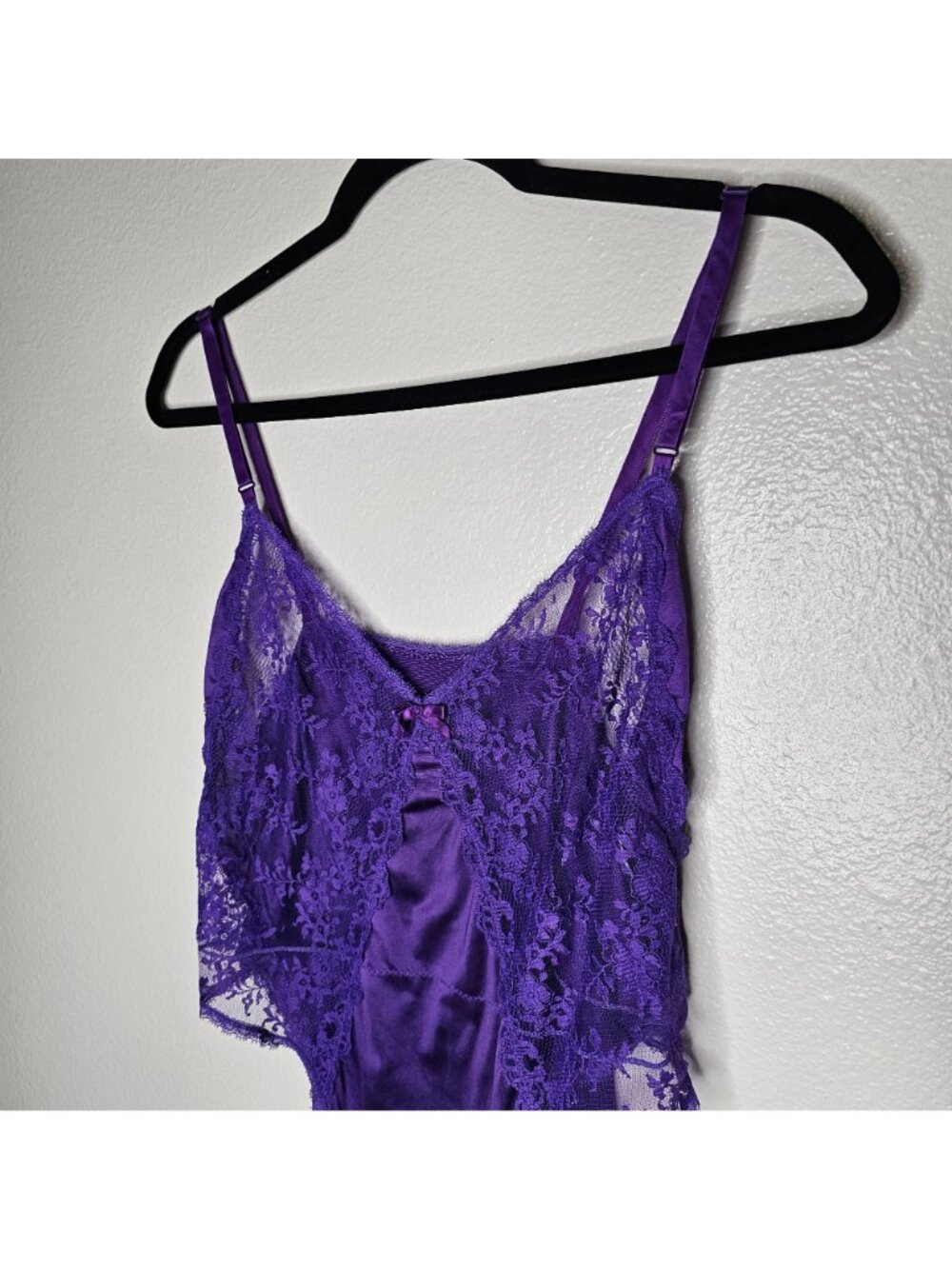 Kayser Vintage Size 34 Purple Nylon Bodysuit Sexy Lingerie  High Cut Sheer Lace - Picture 2 of 8